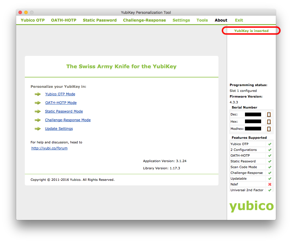 YubiKey Personalization Tool Success